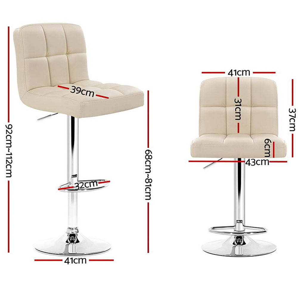 Artiss 4x Bar Stools Leather Gas Lift Beige BA-TW-NEW1055-BGX4