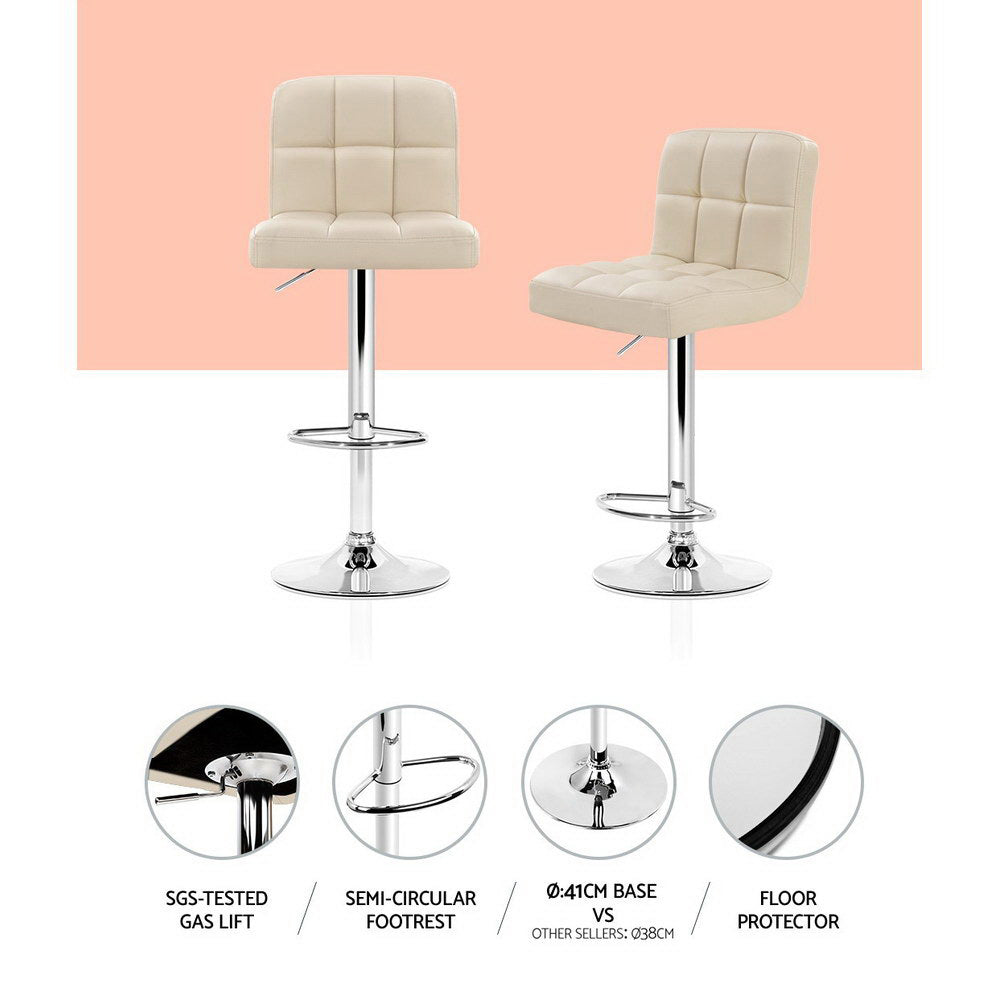 Artiss 4x Bar Stools Leather Gas Lift Beige BA-TW-NEW1055-BGX4