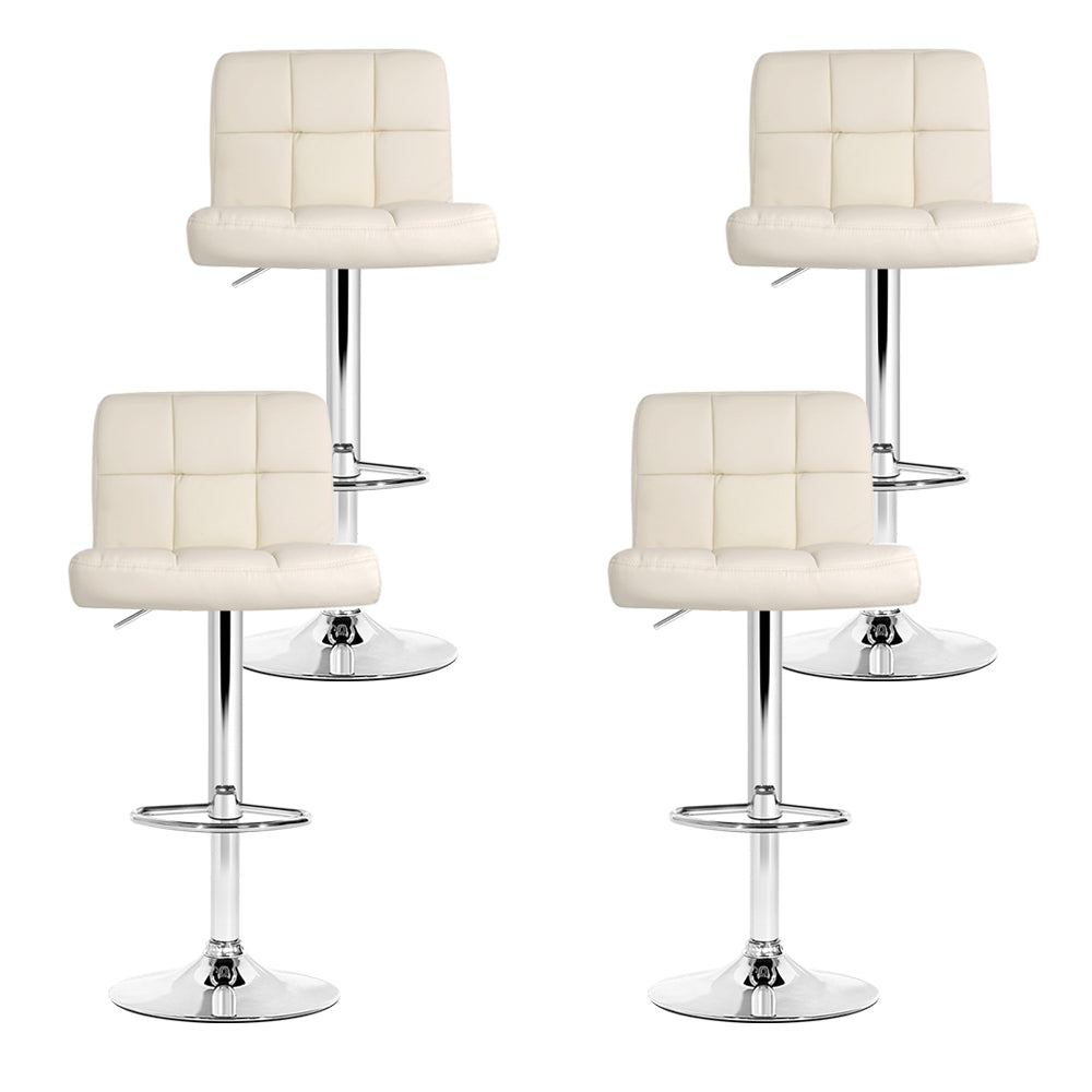 Artiss 4x Bar Stools Leather Gas Lift Beige BA-TW-NEW1055-BGX4