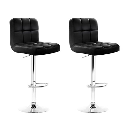 Artiss 2x Bar Stools Leather Gas Lift Black BA-TW-NEW1055-BKX2