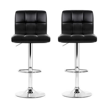 Artiss 2x Bar Stools Leather Gas Lift Black BA-TW-NEW1055-BKX2