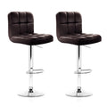 Artiss 2x Bar Stools Leather Gas Lift Brown BA-TW-NEW1055-CHOCX2
