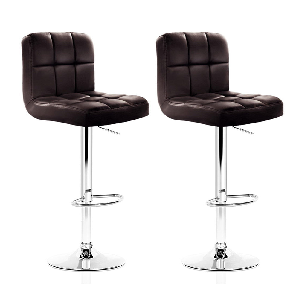 Artiss 2x Bar Stools Leather Gas Lift Brown BA-TW-NEW1055-CHOCX2