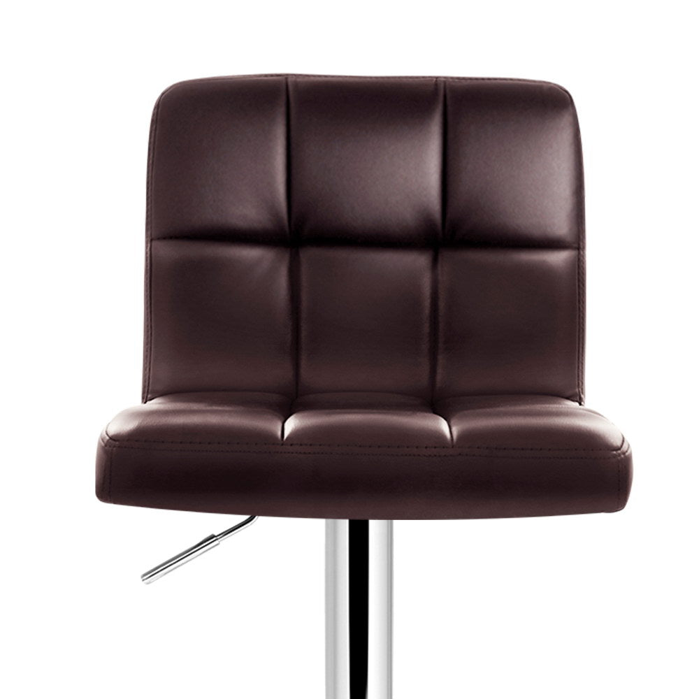 Artiss 2x Bar Stools Leather Gas Lift Brown BA-TW-NEW1055-CHOCX2