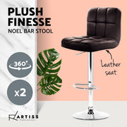 Artiss 2x Bar Stools Leather Gas Lift Brown BA-TW-NEW1055-CHOCX2