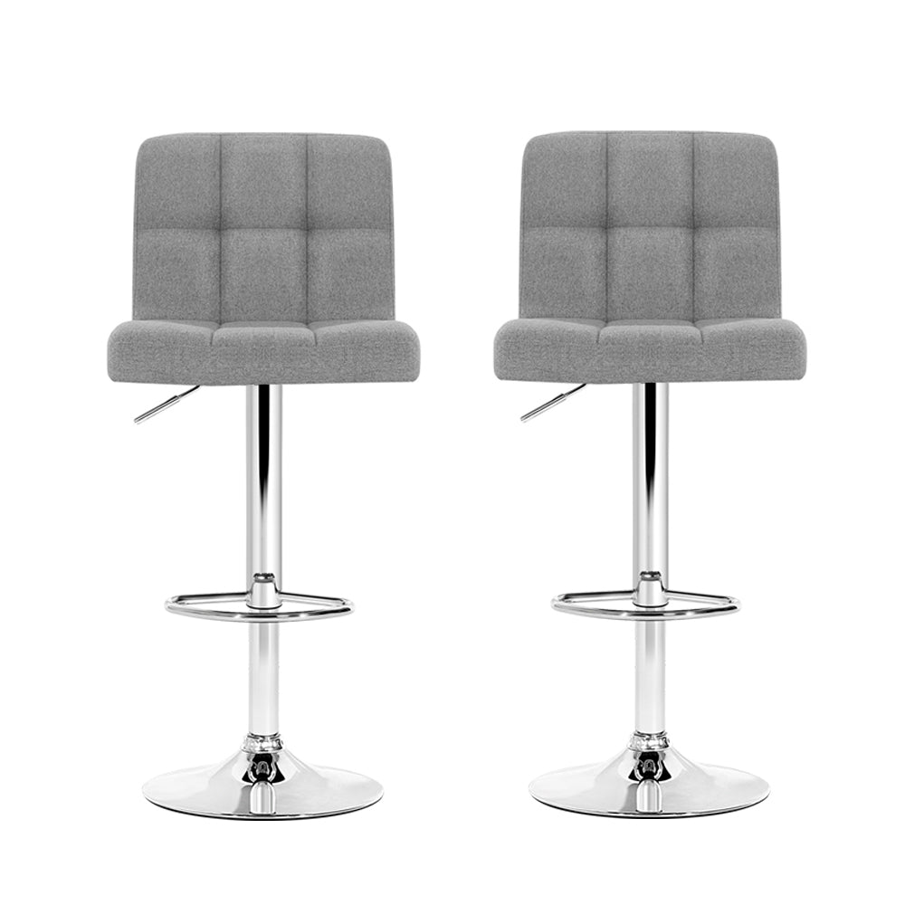 Artiss 2x Bar Stools Kitchen Dining Chairs Counter Stool Gas Lift Fabric Grey BA-TW-NEW1055-GYX2