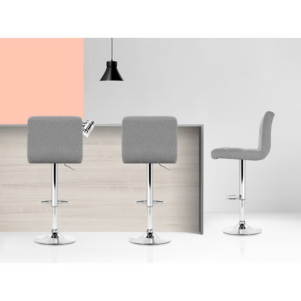 Artiss 2x Bar Stools Kitchen Dining Chairs Counter Stool Gas Lift Fabric Grey BA-TW-NEW1055-GYX2