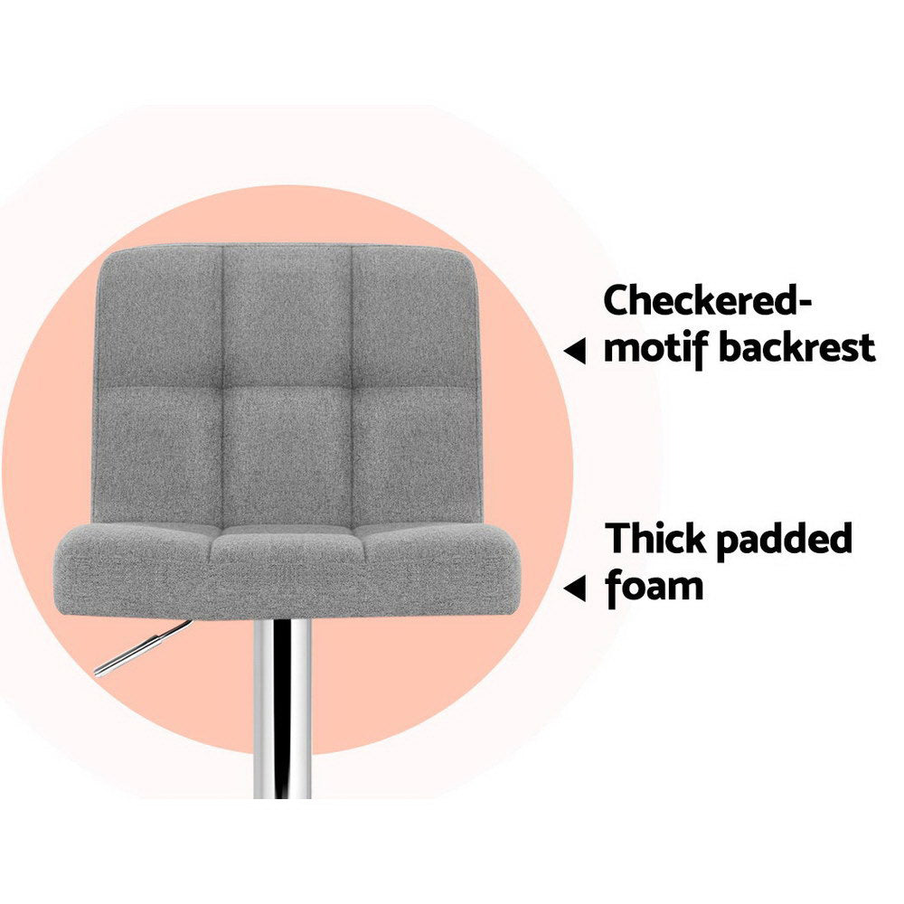 Artiss 2x Bar Stools Kitchen Dining Chairs Counter Stool Gas Lift Fabric Grey BA-TW-NEW1055-GYX2
