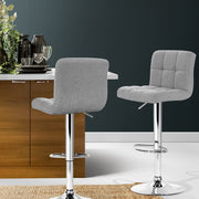 Artiss 2x Bar Stools Kitchen Dining Chairs Counter Stool Gas Lift Fabric Grey BA-TW-NEW1055-GYX2