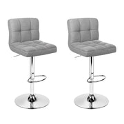 Artiss 2x Bar Stools Kitchen Dining Chairs Counter Stool Gas Lift Fabric Grey BA-TW-NEW1055-GYX2
