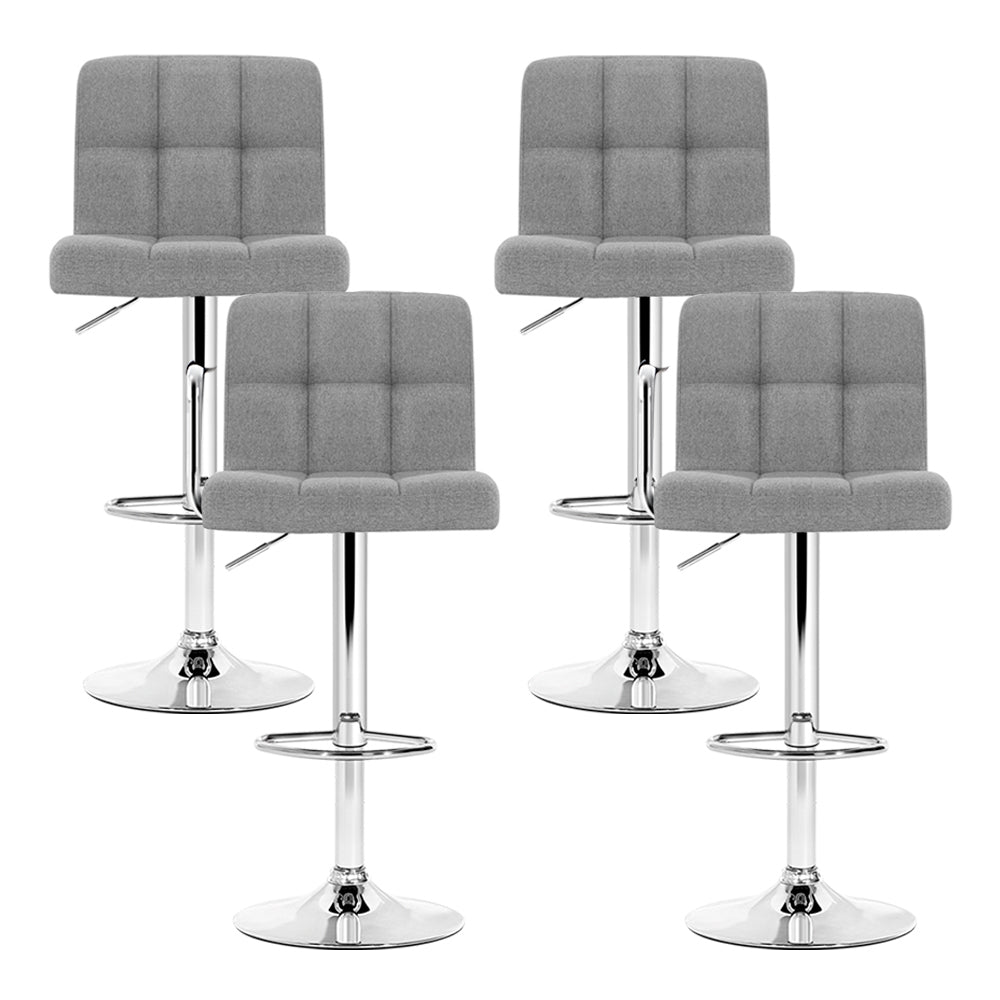 Artiss 4x Bar Stools Fabric Gas Lift Grey BA-TW-NEW1055-GYX4