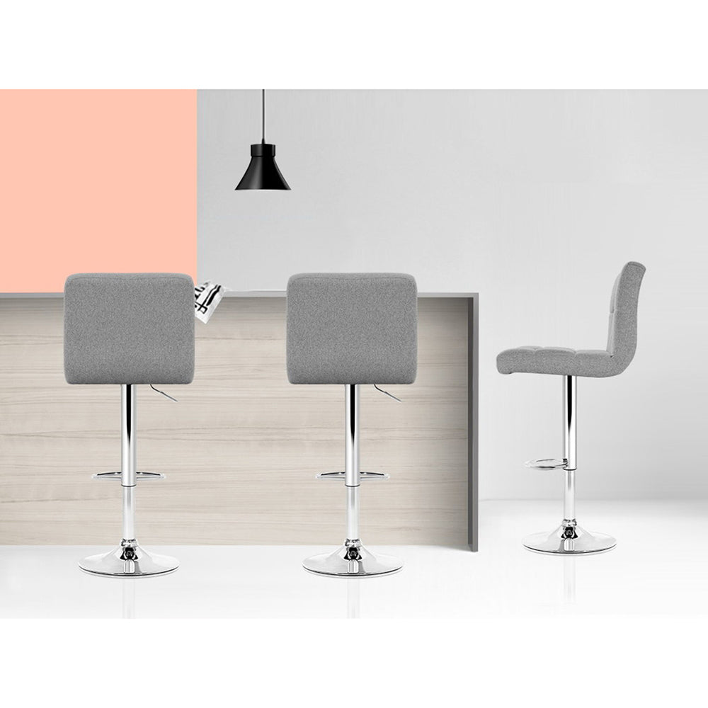 Artiss 4x Bar Stools Fabric Gas Lift Grey BA-TW-NEW1055-GYX4