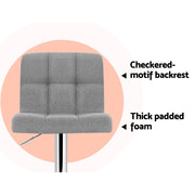 Artiss 4x Bar Stools Fabric Gas Lift Grey BA-TW-NEW1055-GYX4