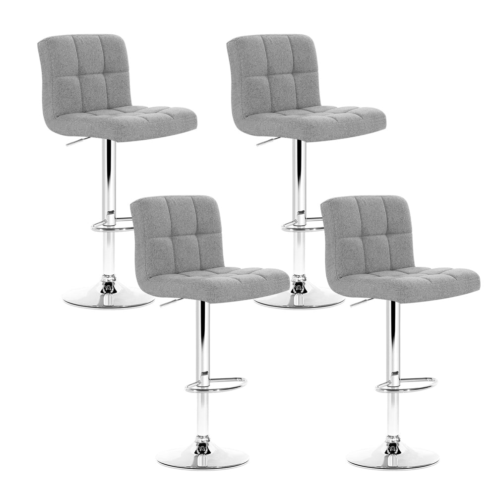 Artiss 4x Bar Stools Fabric Gas Lift Grey BA-TW-NEW1055-GYX4