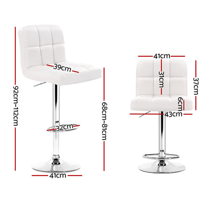 Artiss 2x Bar Stools Leather Gas Lift White BA-TW-NEW1055-WHX2