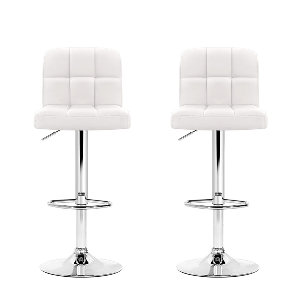 Artiss 2x Bar Stools Leather Gas Lift White BA-TW-NEW1055-WHX2