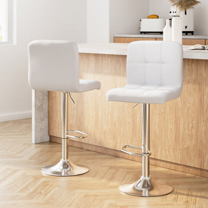 Artiss 2x Bar Stools Leather Gas Lift White BA-TW-NEW1055-WHX2