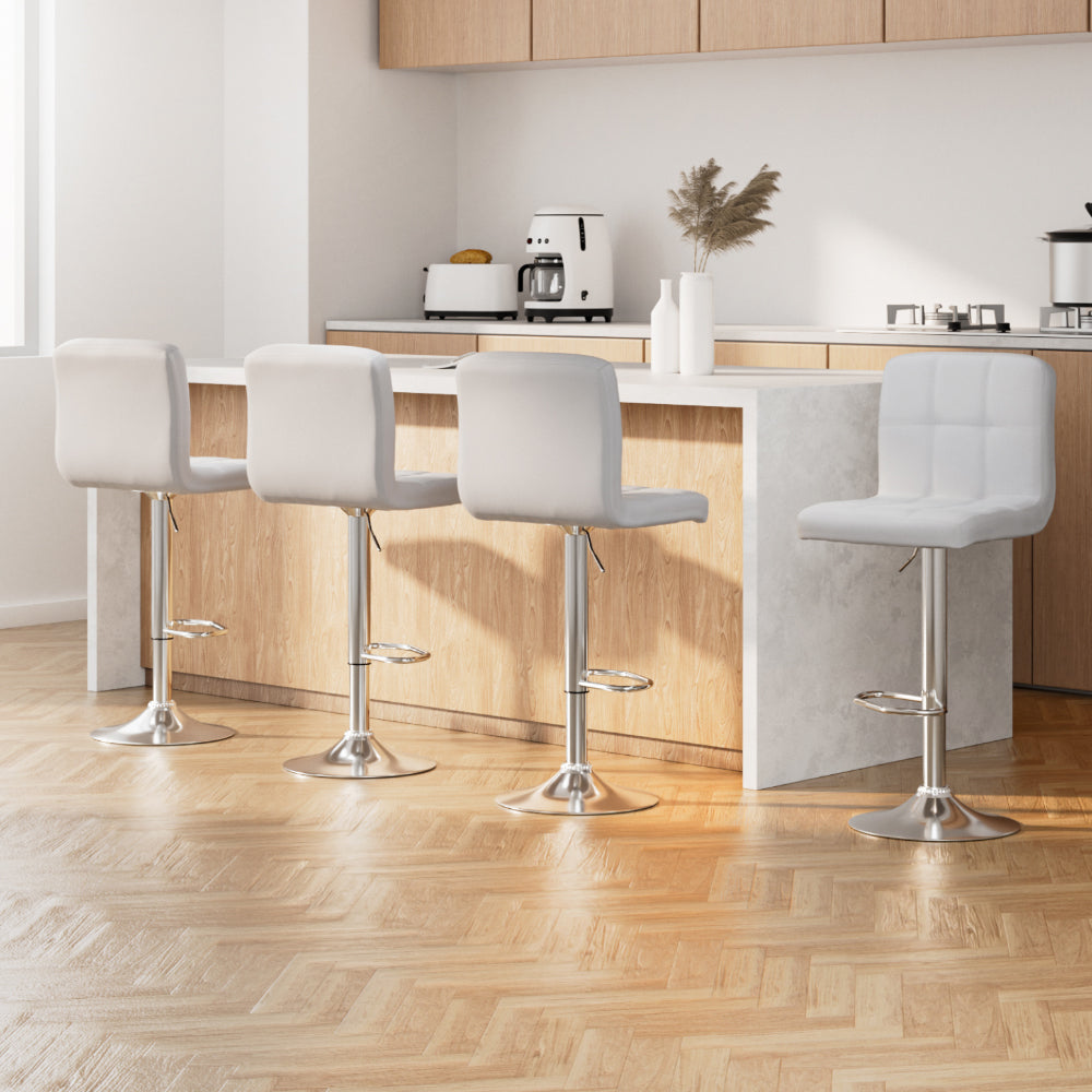 Artiss 4x Bar Stools Leather Gas Lift White BA-TW-NEW1055-WHX4