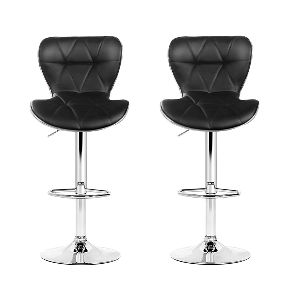 Artiss 2x Bar Stools Gas Lift Leather Seat Black BA-TW-NEW4045-BKX2