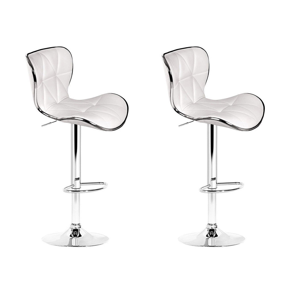 Artiss 2x Bar Stools Gas Lift Leather Seat White BA-TW-NEW4045-WHX2