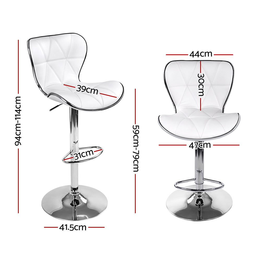 Artiss 2x Bar Stools Gas Lift Leather Seat White BA-TW-NEW4045-WHX2