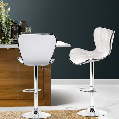 Artiss 2x Bar Stools Gas Lift Leather Seat White BA-TW-NEW4045-WHX2
