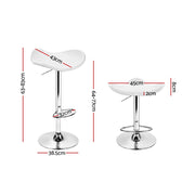 Artiss 2x Bar Stools Leather Gas Lift Chair White BA-TW-NEWT1001-WHX2