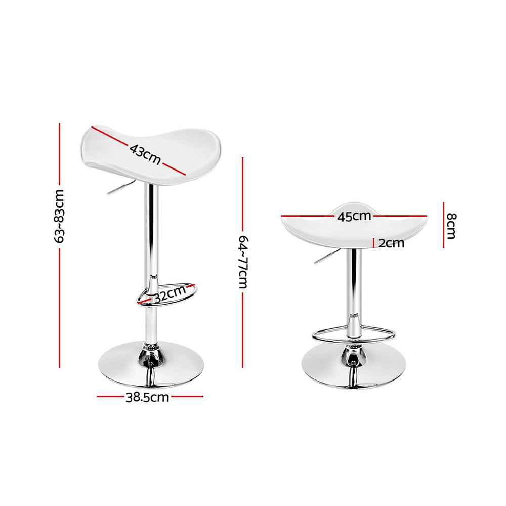 Artiss 2x Bar Stools Leather Gas Lift Chair White BA-TW-NEWT1001-WHX2
