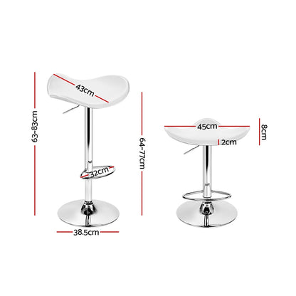 Artiss 2x Bar Stools Leather Gas Lift Chair White BA-TW-NEWT1001-WHX2