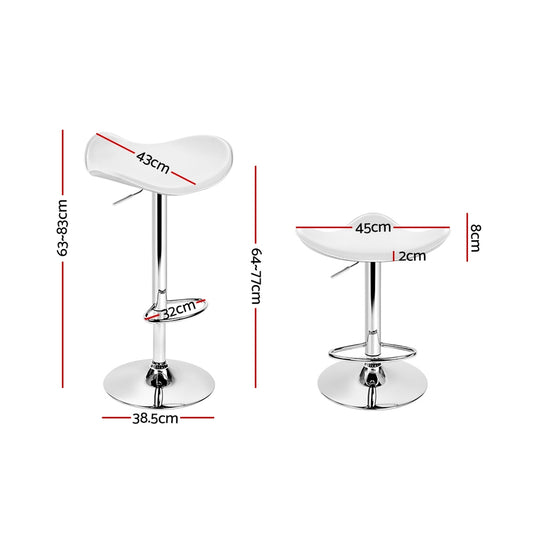 Artiss 2x Bar Stools Leather Gas Lift Chair White BA-TW-NEWT1001-WHX2