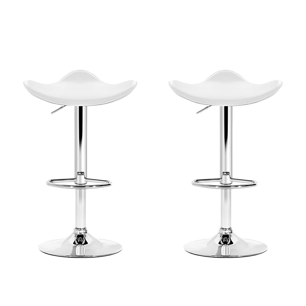 Artiss 2x Bar Stools Leather Gas Lift Chair White BA-TW-NEWT1001-WHX2