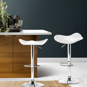 Artiss 2x Bar Stools Leather Gas Lift Chair White BA-TW-NEWT1001-WHX2