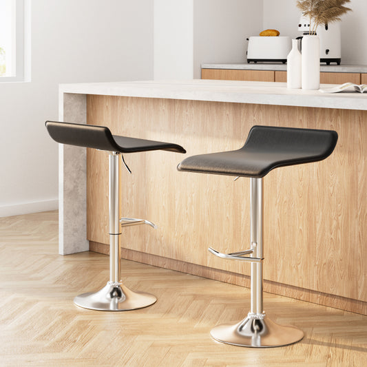 Artiss 2x Bar Stools Adjustable Gas Lift Chairs Black BA-TW-NEWT706-BK-X2