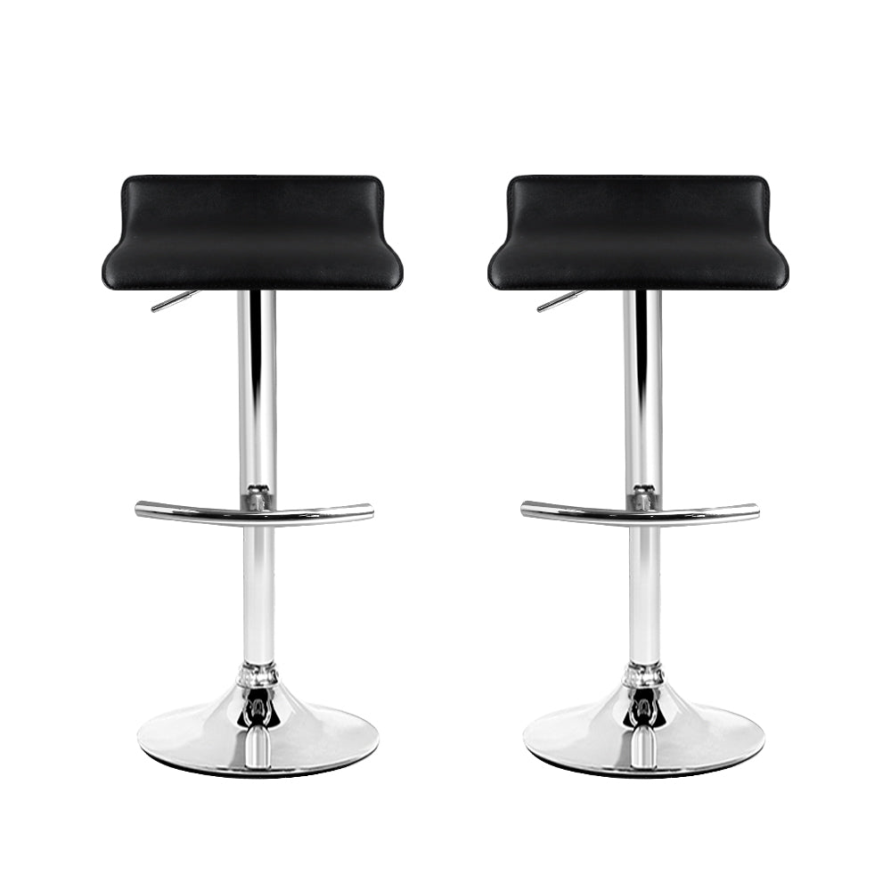Artiss 2x Bar Stools Adjustable Gas Lift Chairs Black BA-TW-NEWT706-BK-X2