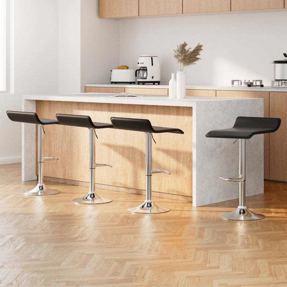Artiss 4x Bar Stools Adjustable Gas Lift Chairs Black BA-TW-NEWT706-BK-X4