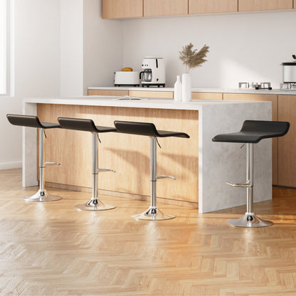 Artiss 4x Bar Stools Adjustable Gas Lift Chairs Black BA-TW-NEWT706-BK-X4