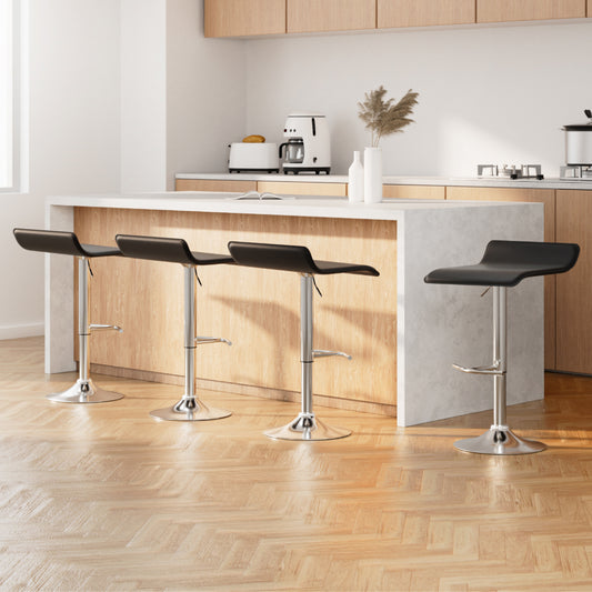 Artiss 4x Bar Stools Adjustable Gas Lift Chairs Black BA-TW-NEWT706-BK-X4