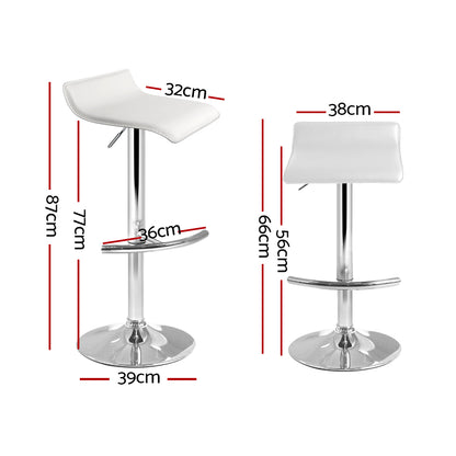Artiss 2x Bar Stools Adjustable Gas Lift Chairs White BA-TW-NEWT706-WH-X2