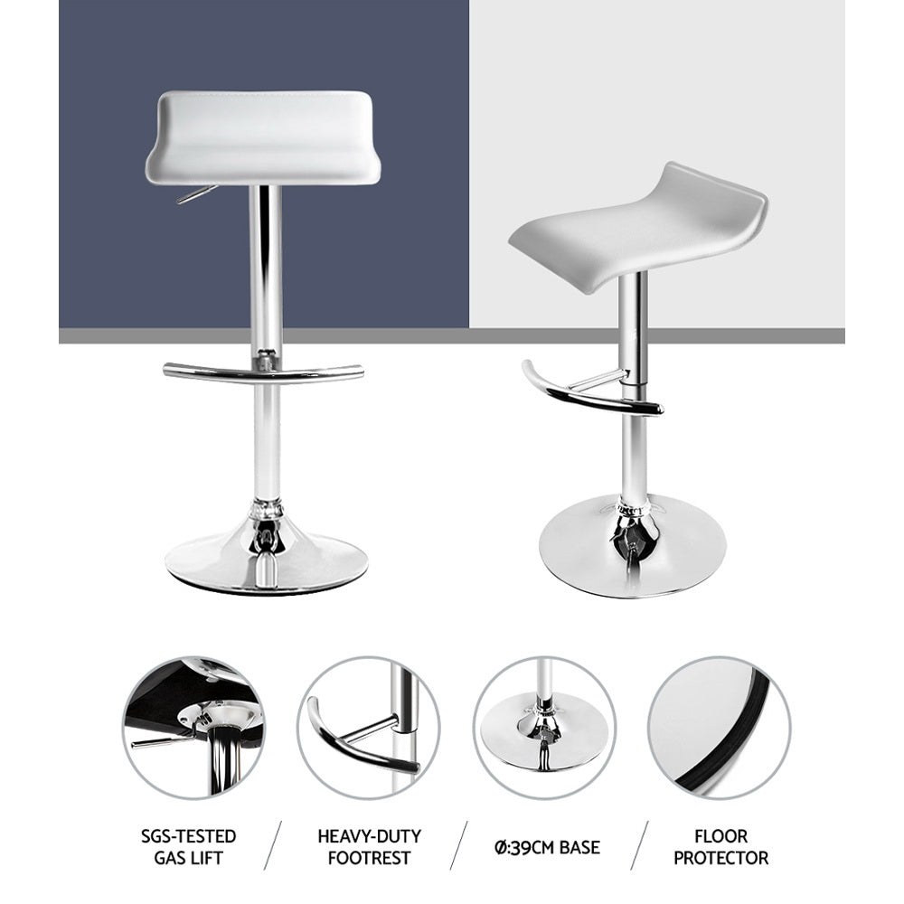 Artiss 2x Bar Stools Adjustable Gas Lift Chairs White BA-TW-NEWT706-WH-X2