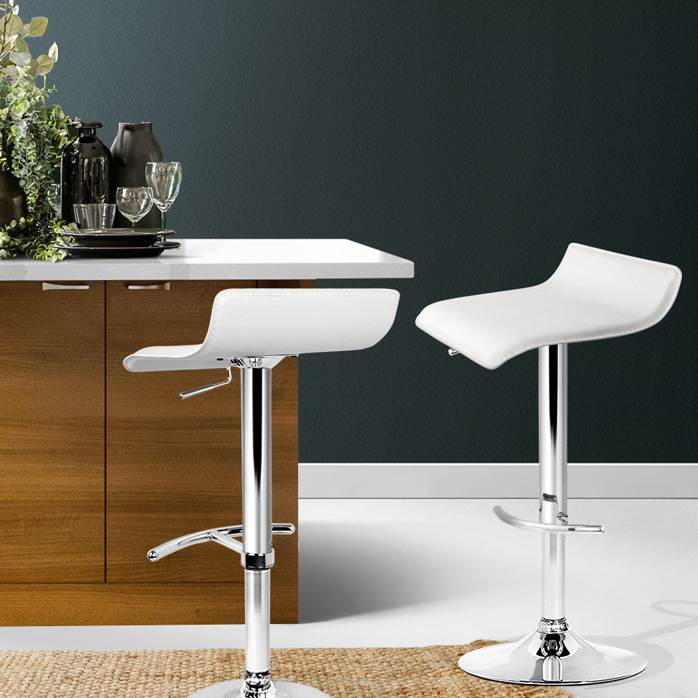 Artiss 2x Bar Stools Adjustable Gas Lift Chairs White BA-TW-NEWT706-WH-X2