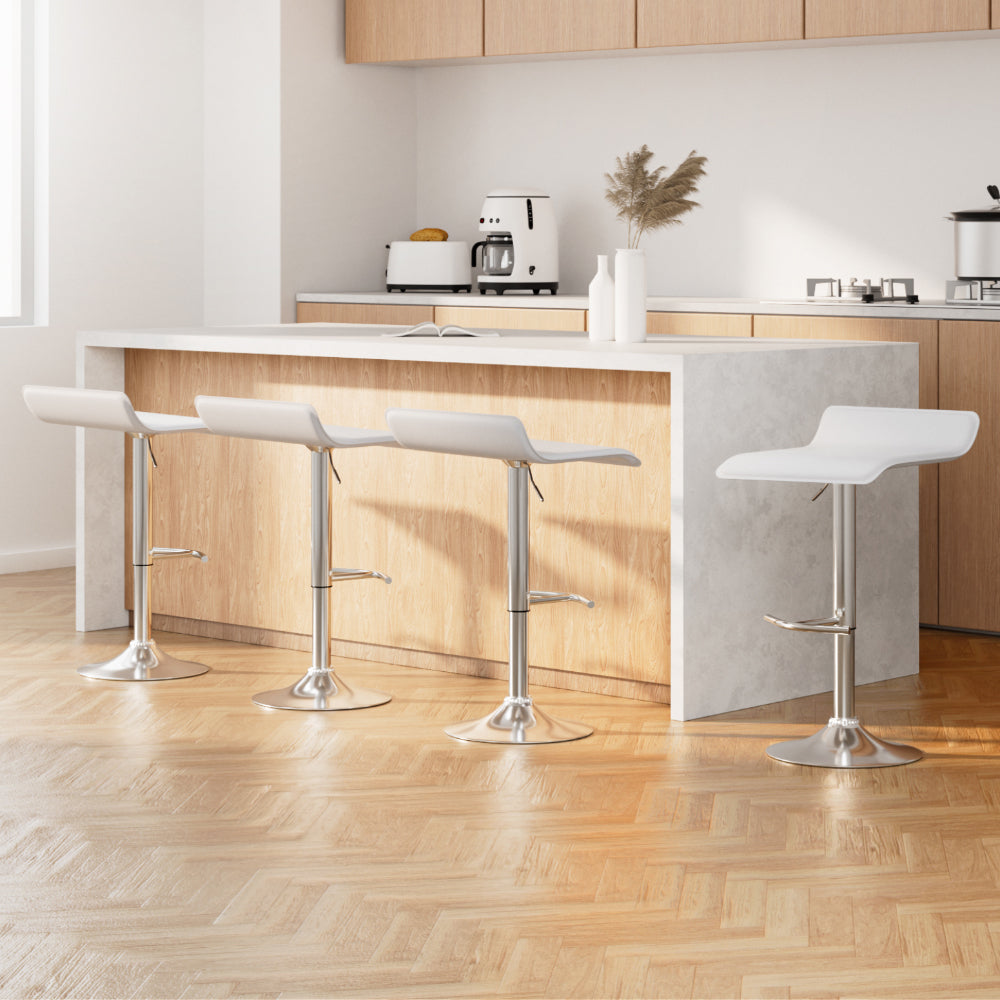 Artiss 4x Bar Stools Adjustable Gas Lift Chairs White BA-TW-NEWT706-WH-X4