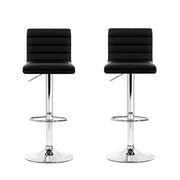 Artiss 2x Bar Stools Padded Leather Gas Lift Black BA-TW-NEWT710N-BK-X2