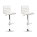 Artiss 2x Bar Stools Padded Leather Gas Lift White BA-TW-NEWT710N-WH-X2