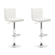 Artiss 2x Bar Stools Padded Leather Gas Lift White BA-TW-NEWT710N-WH-X2