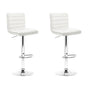 Artiss 2x Bar Stools Padded Leather Gas Lift White BA-TW-NEWT710N-WH-X2