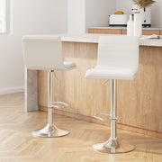 Artiss 2x Bar Stools Padded Leather Gas Lift White BA-TW-NEWT710N-WH-X2