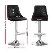 Artiss Bar Stool Bentwood Swivel Adjustable Kitchen Counter Stool Leather Black BA-TW-T4061-BK