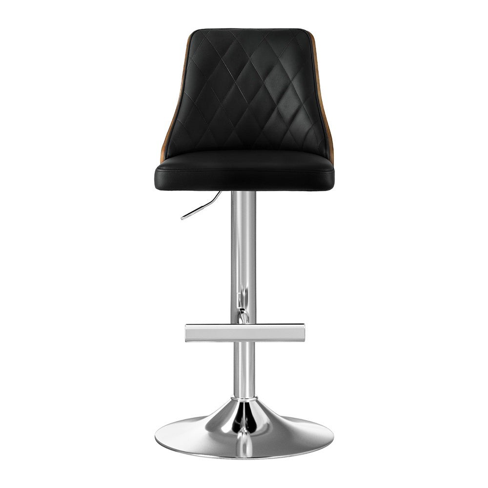 Artiss Bar Stool Bentwood Swivel Adjustable Kitchen Counter Stool Leather Black BA-TW-T4061-BK