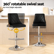 Artiss Bar Stool Bentwood Swivel Adjustable Kitchen Counter Stool Leather Black BA-TW-T4061-BK