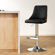 Artiss Bar Stool Bentwood Swivel Adjustable Kitchen Counter Stool Leather Black BA-TW-T4061-BK